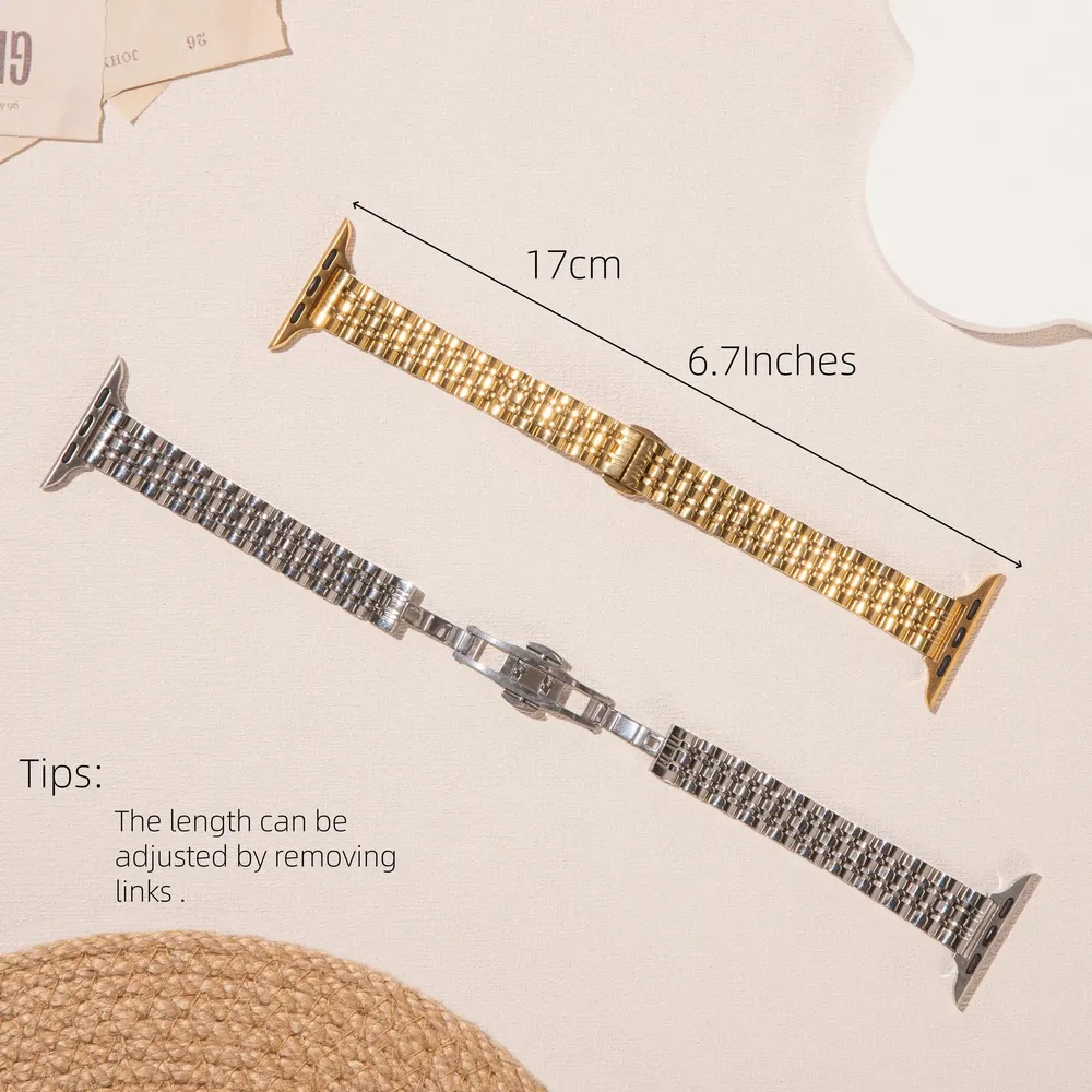 Bracelet métal mince pour Apple Watch 38 à 49 mm