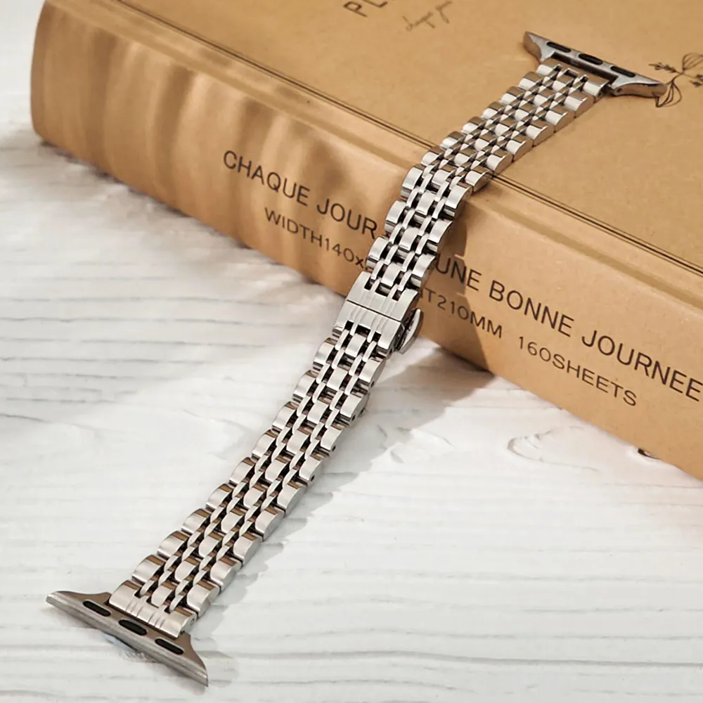 Bracelet métal mince pour Apple Watch 38 à 49 mm