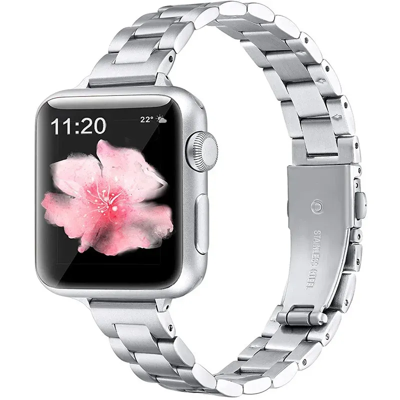 Bracelet métal mince pour Apple Watch 38 à 49 mm