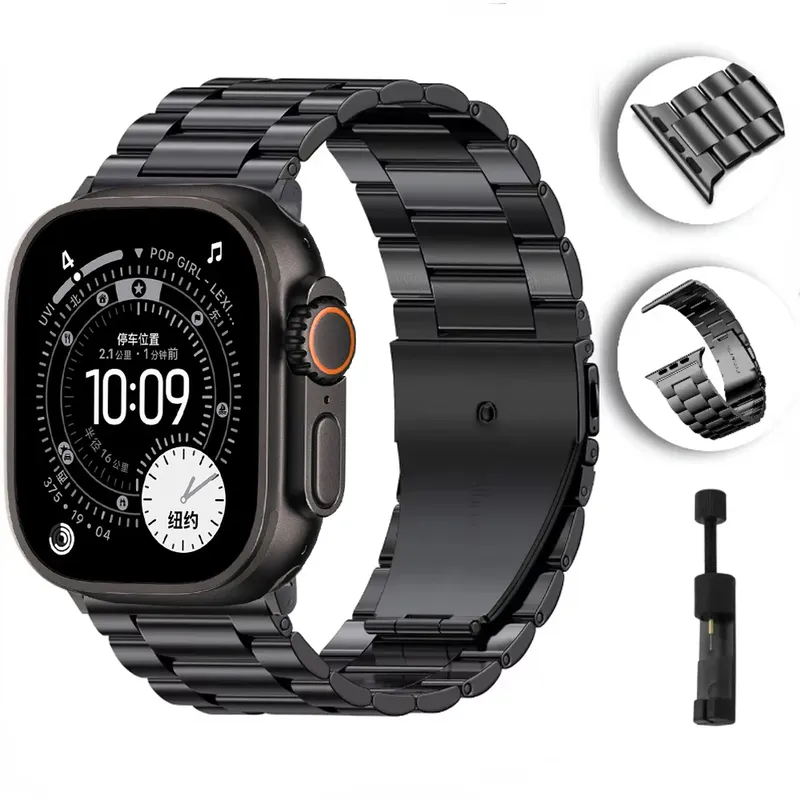 Bracelet métal pour Apple Watch 38 à 49 mm série 10
