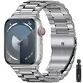 Bracelet métal pour Apple Watch 38 à 49 mm série 10 – Couleur du bracelet Argent et outil