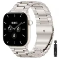 Bracelet métal pour Apple Watch 38 à 49 mm série 10 – Couleur du bracelet Lumière étoilée et outil