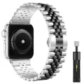 Bracelet métal pour Apple Watch 38 à 49 mm – Couleur du bracelet Silver black andtool