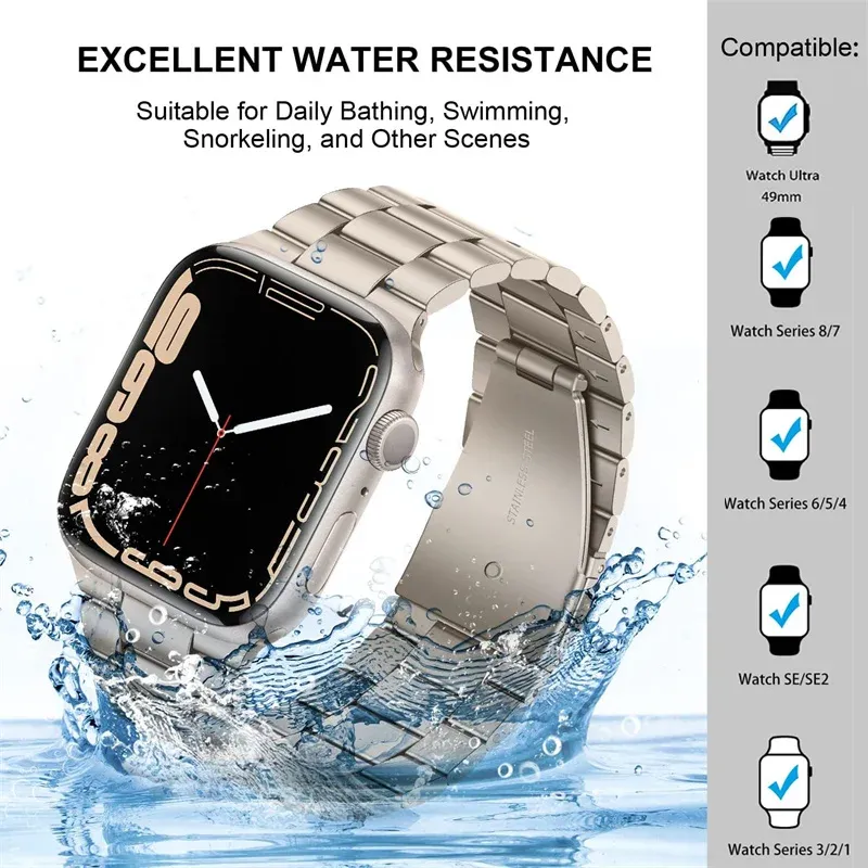 Bracelet métal pour Apple Watch 40 à 49 mm