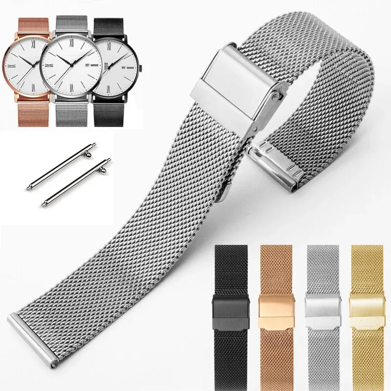 Bracelet milanais acier inoxydable 12 à 24 mm dégagement rapide
