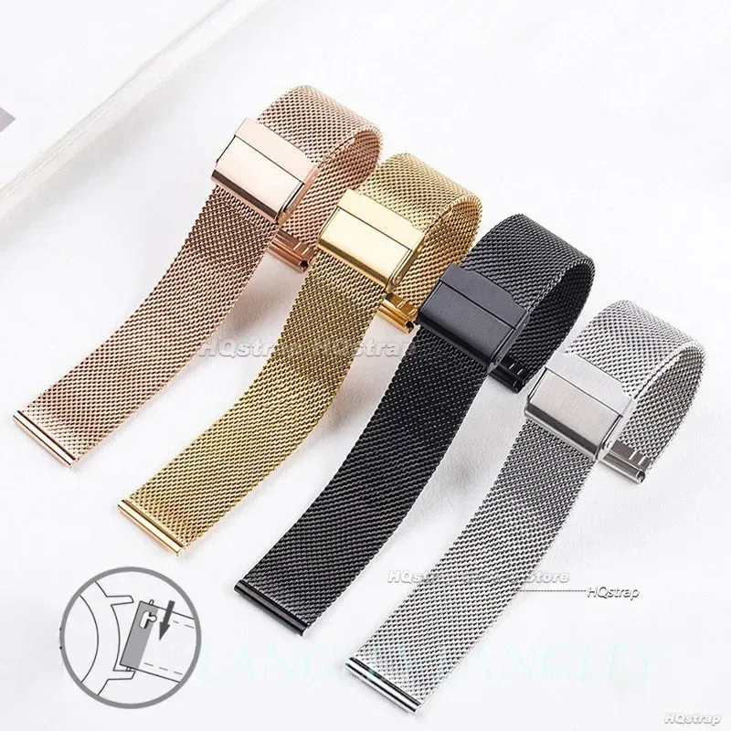 Bracelet milanais acier inoxydable 12 à 24 mm dégagement rapide