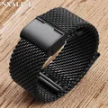 Bracelet milanais acier inoxydable 18 à 24 mm boucle – Couleur du bracelet noir