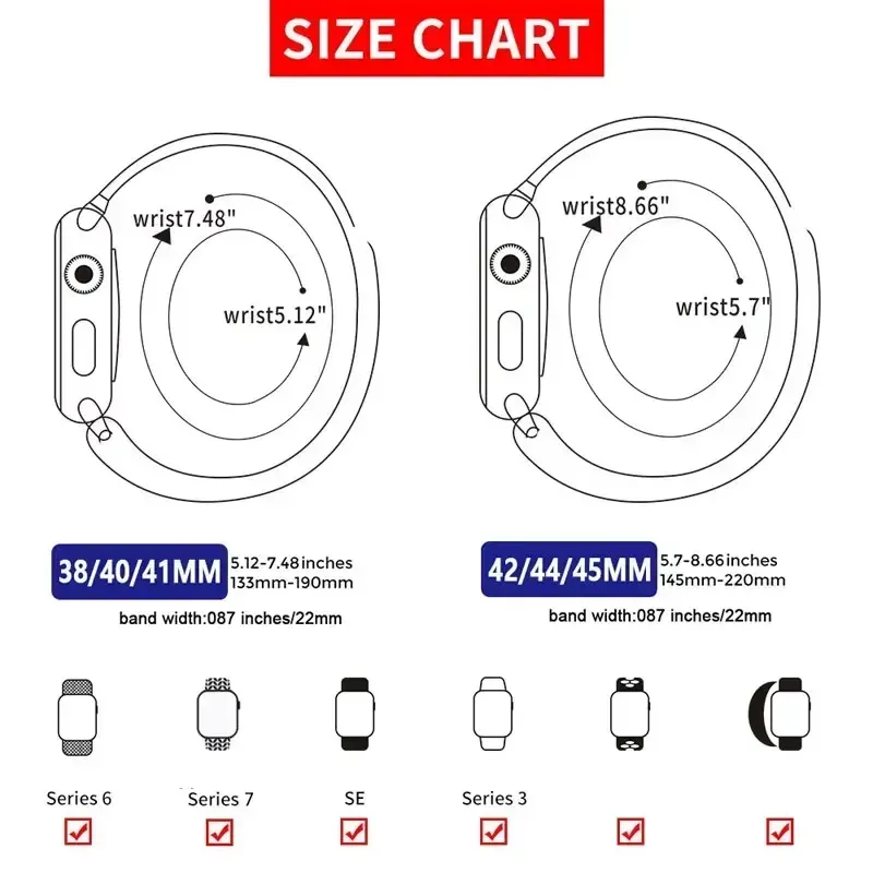 Bracelet milanais Apple Watch 40 à 49 mm avec étui