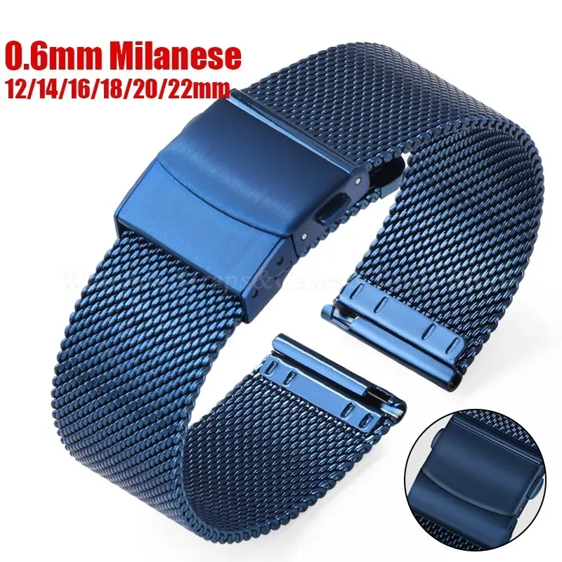Bracelet milanais inox 12 à 24 mm à dégagement rapide