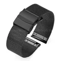 Bracelet milanais inox 12 à 24 mm à dégagement rapide – Couleur du bracelet Black