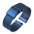 Bracelet milanais inox 12 à 24 mm à dégagement rapide – Couleur du bracelet Blue