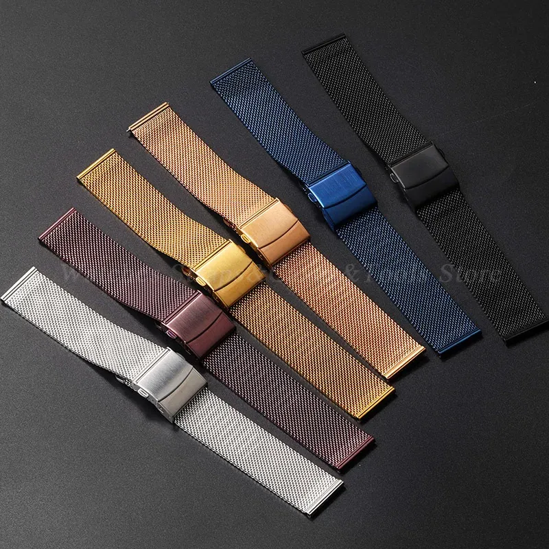 Bracelet milanais inox 12 à 24 mm à dégagement rapide