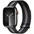 Bracelet milanais magnétique pour Apple Watch 38 à 49 mm – Couleur du bracelet Black silver