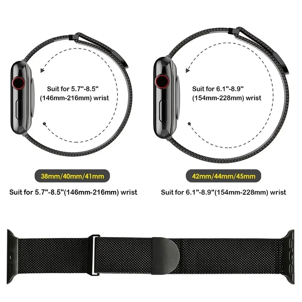 Bracelet milanais magnétique pour Apple Watch 38 à 49 mm