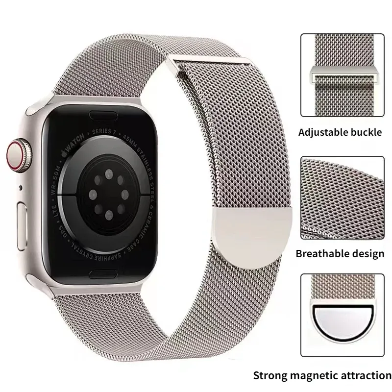 Bracelet milanais magnétique pour Apple Watch 38 à 49 mm