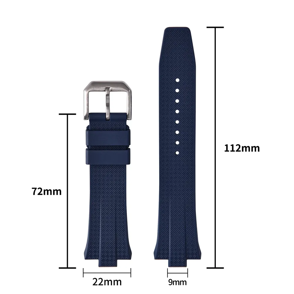 Bracelet montre caoutchouc FKM 22 mm
