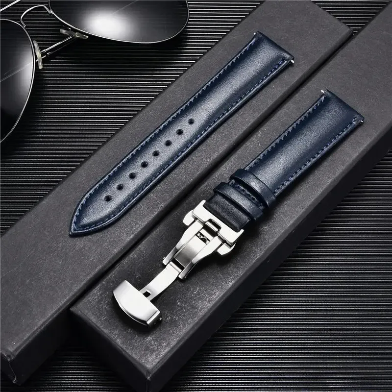 Bracelet montre cuir 18 à 24 mm boucle papillon