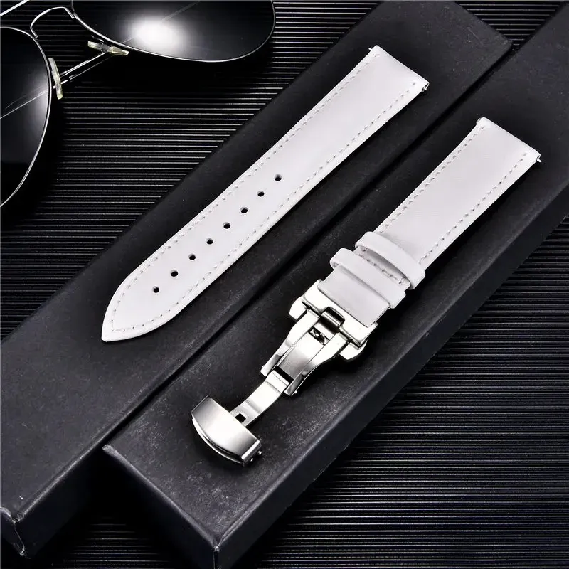 Bracelet montre cuir 18 à 24 mm boucle papillon