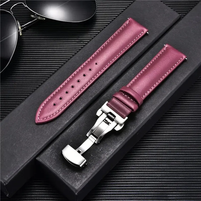 Bracelet montre cuir 18 à 24 mm boucle papillon