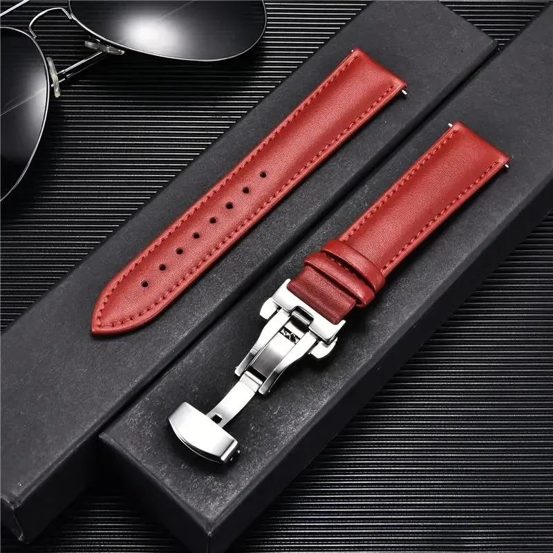 Bracelet montre cuir 18 à 24 mm boucle papillon