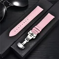 Bracelet montre cuir 18 à 24 mm boucle papillon – Couleur du bracelet pink