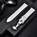 Bracelet montre cuir 18 à 24 mm boucle papillon – Couleur du bracelet white