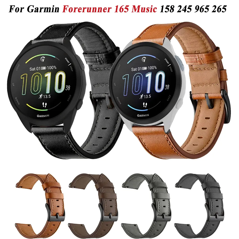 Bracelet montre cuir 20 à 22 mm pour Garmin Forerunner