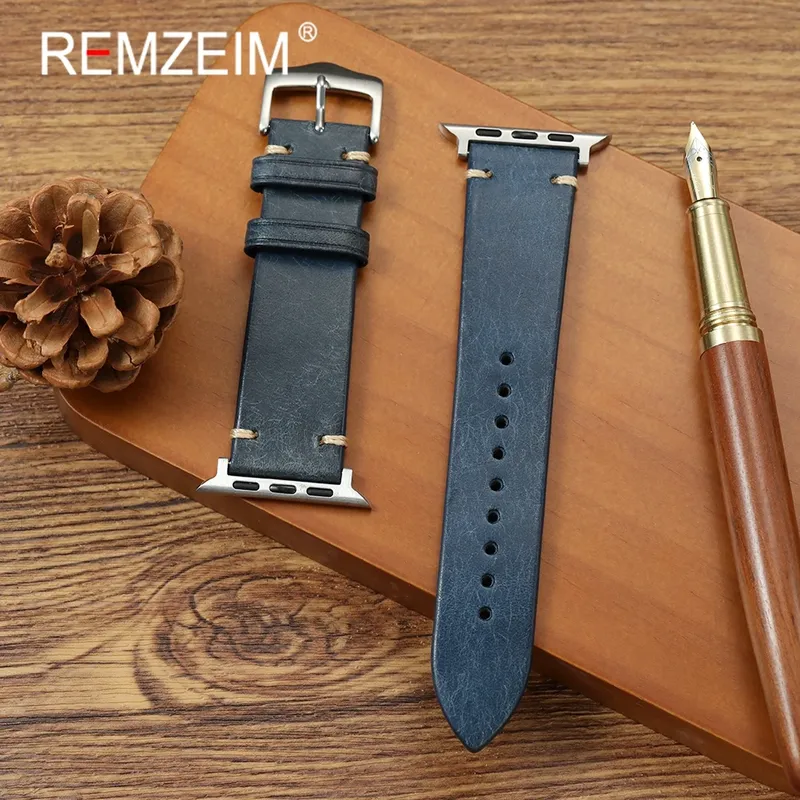 Bracelet montre cuir 38 à 49 mm pour Apple Watch 1 à 10