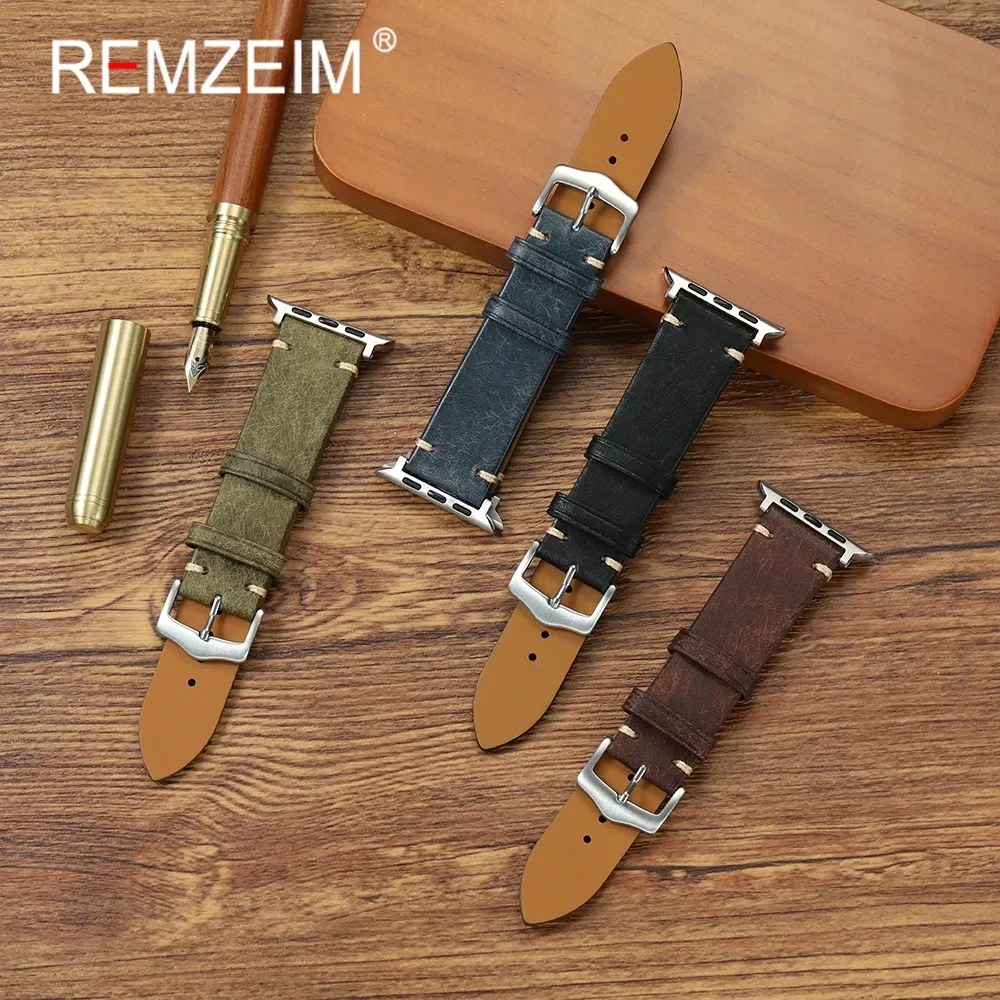 Bracelet montre cuir 38 à 49 mm pour Apple Watch 1 à 10