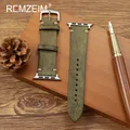 Bracelet montre cuir 38 à 49 mm pour Apple Watch 1 à 10 – Couleur du bracelet Green