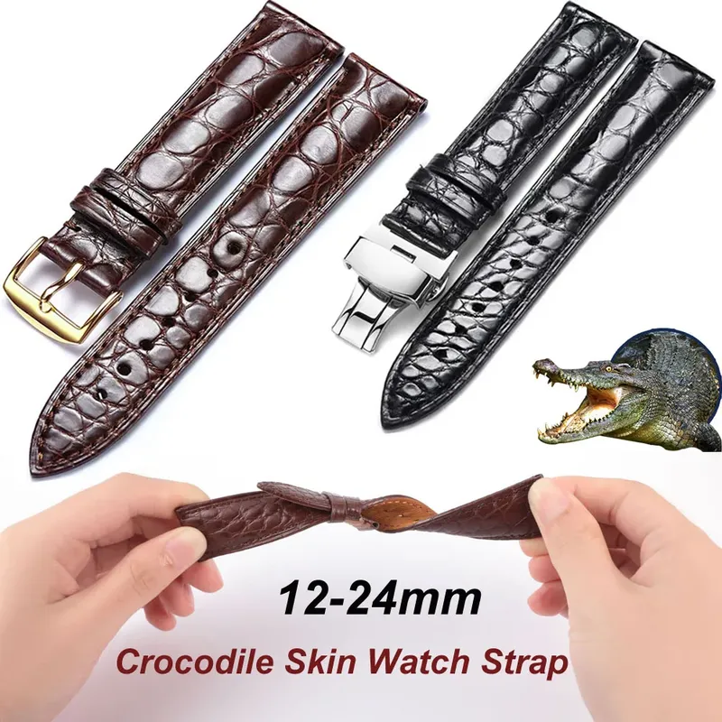 Bracelet montre cuir alligator 12 à 24 mm