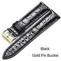 Bracelet montre cuir alligator 12 à 24 mm – Couleur du bracelet Black gold pin