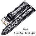 Bracelet montre cuir alligator 12 à 24 mm – Couleur du bracelet Black rose gold pin