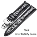 Bracelet montre cuir alligator 12 à 24 mm – Couleur du bracelet Black silver HDK