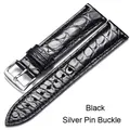 Bracelet montre cuir alligator 12 à 24 mm – Couleur du bracelet Black silver pin