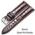 Bracelet montre cuir alligator 12 à 24 mm – Couleur du bracelet Brown silver pin