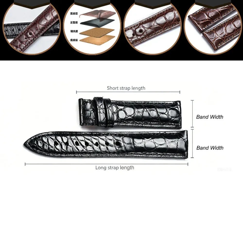 Bracelet montre cuir alligator 12 à 24 mm