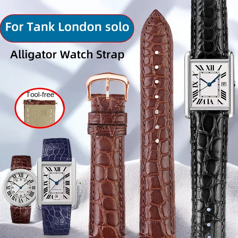 Bracelet montre cuir alligator 16 à 21 mm