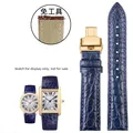 Bracelet montre cuir alligator 16 à 21 mm – Couleur du bracelet A-Royal Blue golden
