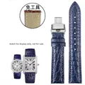 Bracelet montre cuir alligator 16 à 21 mm – Couleur du bracelet A-Royal Blue  silver