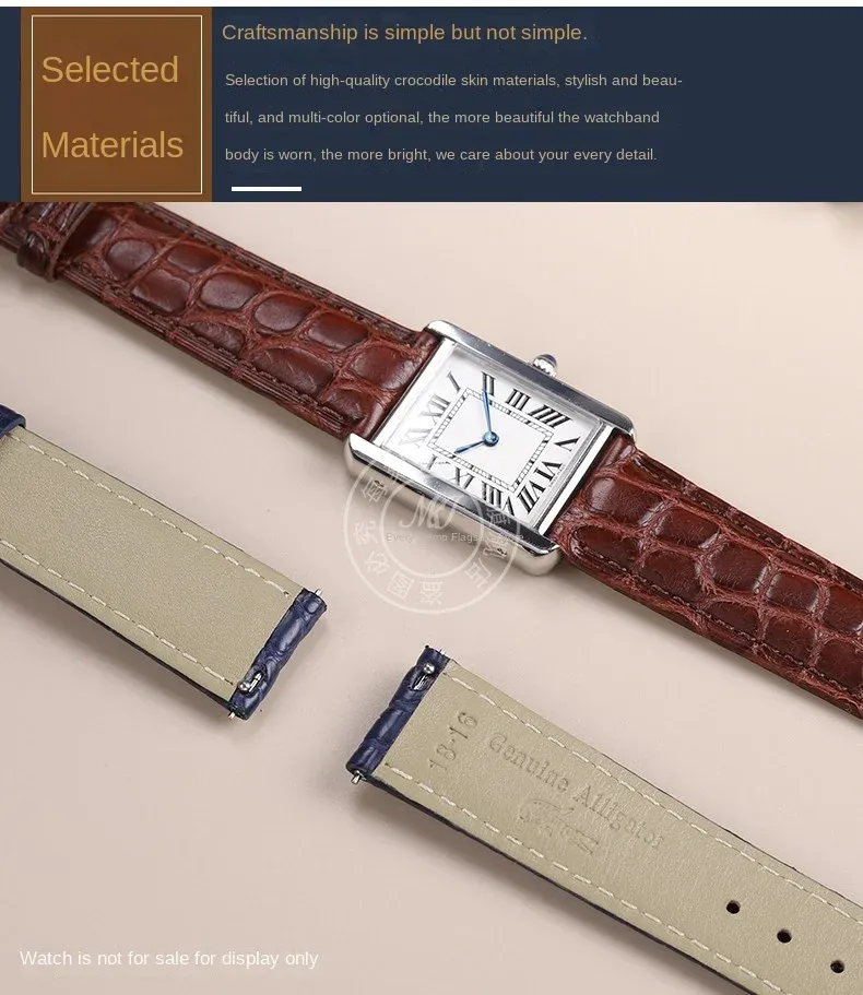 Bracelet montre cuir alligator 16 à 21 mm