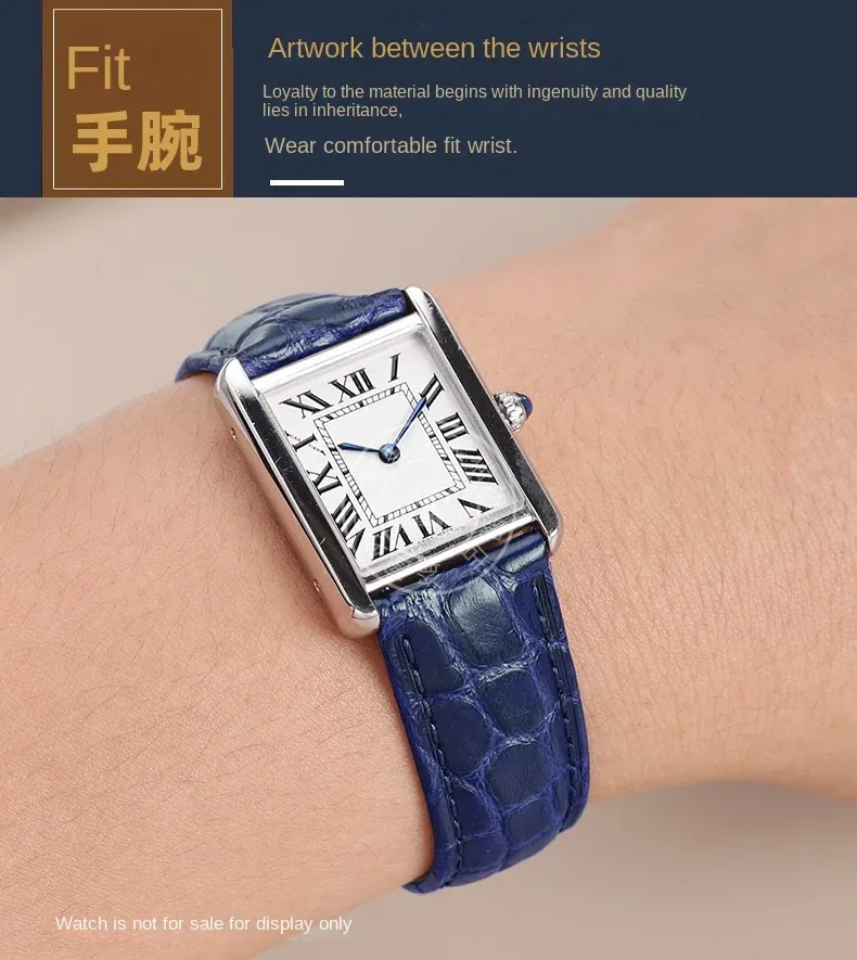 Bracelet montre cuir alligator 16 à 21 mm