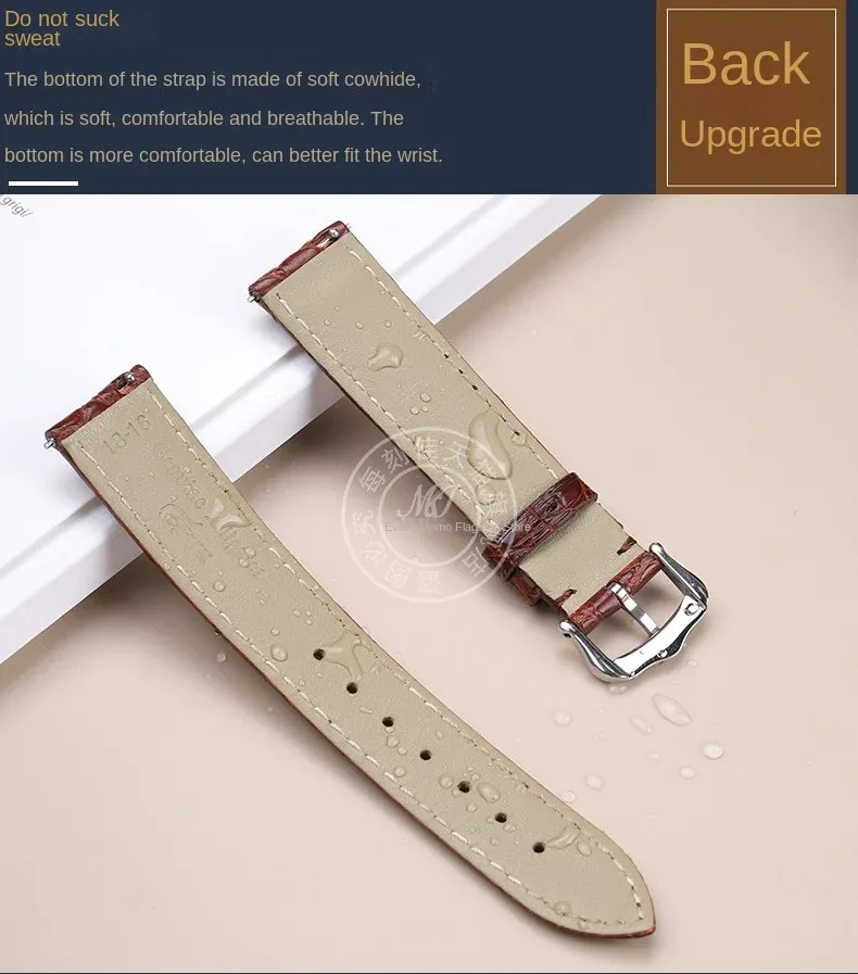 Bracelet montre cuir alligator 16 à 21 mm