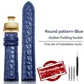 Bracelet montre cuir alligator 18 à 22 mm – Couleur du bracelet 01 blue-gold B