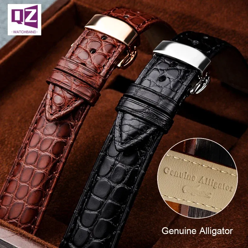 Bracelet montre cuir alligator 18 à 24 mm pour homme