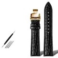 Bracelet montre cuir alligator 18 à 24 mm pour homme – Couleur du bracelet BK BK gold