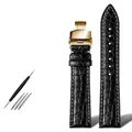Bracelet montre cuir alligator 18 à 24 mm pour homme – Couleur du bracelet BK white gold
