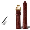 Bracelet montre cuir alligator 18 à 24 mm pour homme – Couleur du bracelet BR BR gold