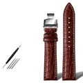Bracelet montre cuir alligator 18 à 24 mm pour homme – Couleur du bracelet BR white silver
