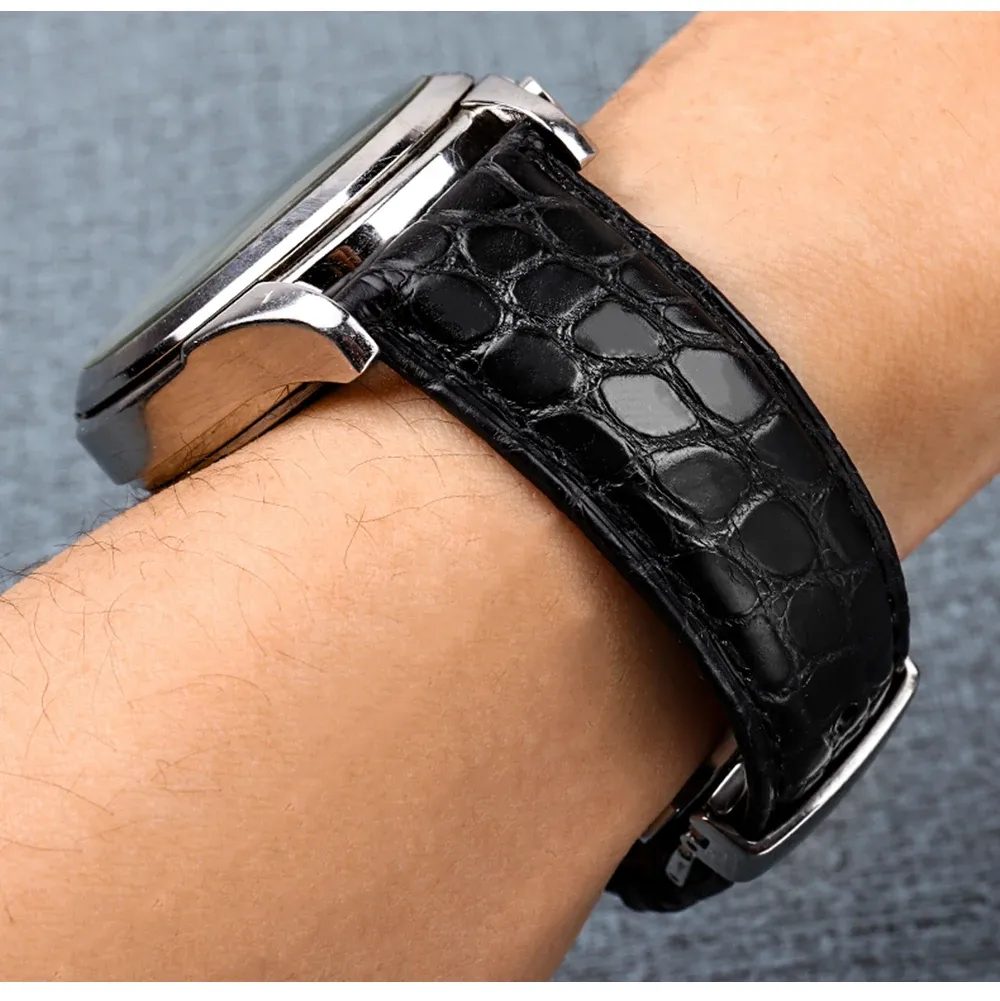 Bracelet montre cuir alligator 18 à 24 mm pour homme